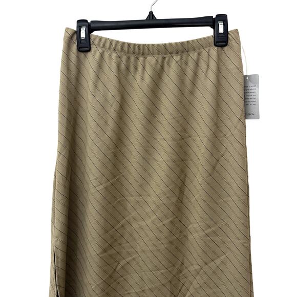 Forgotten Grace Pull-On Skirt Midi Side Slit Pinstripe Tan Black Women's M NWOT - Picture 2 of 8
